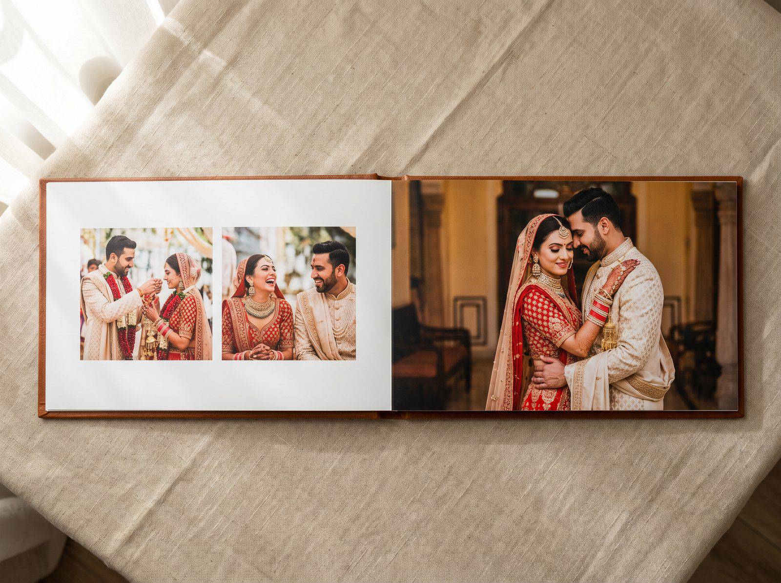 a designed wedding album spread