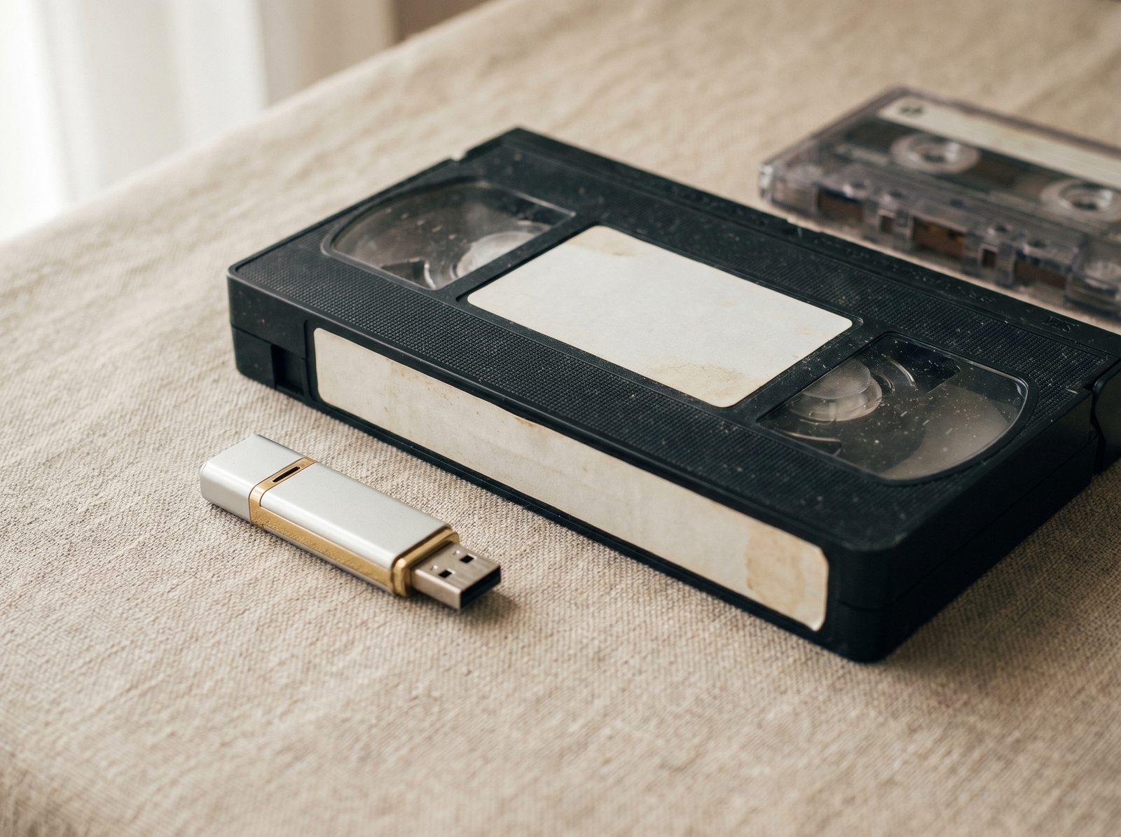 a VHS tape converted to digital on a pen drive